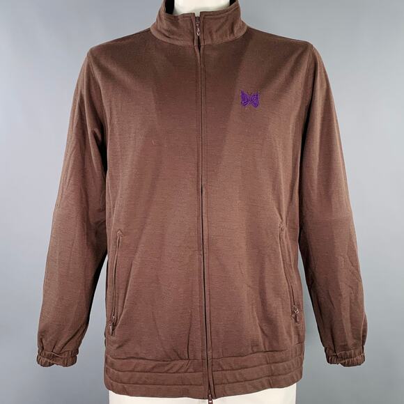 NEEDLES Size L Brown Logo Polyester Zip Up Jacket - Picture 1 of 6